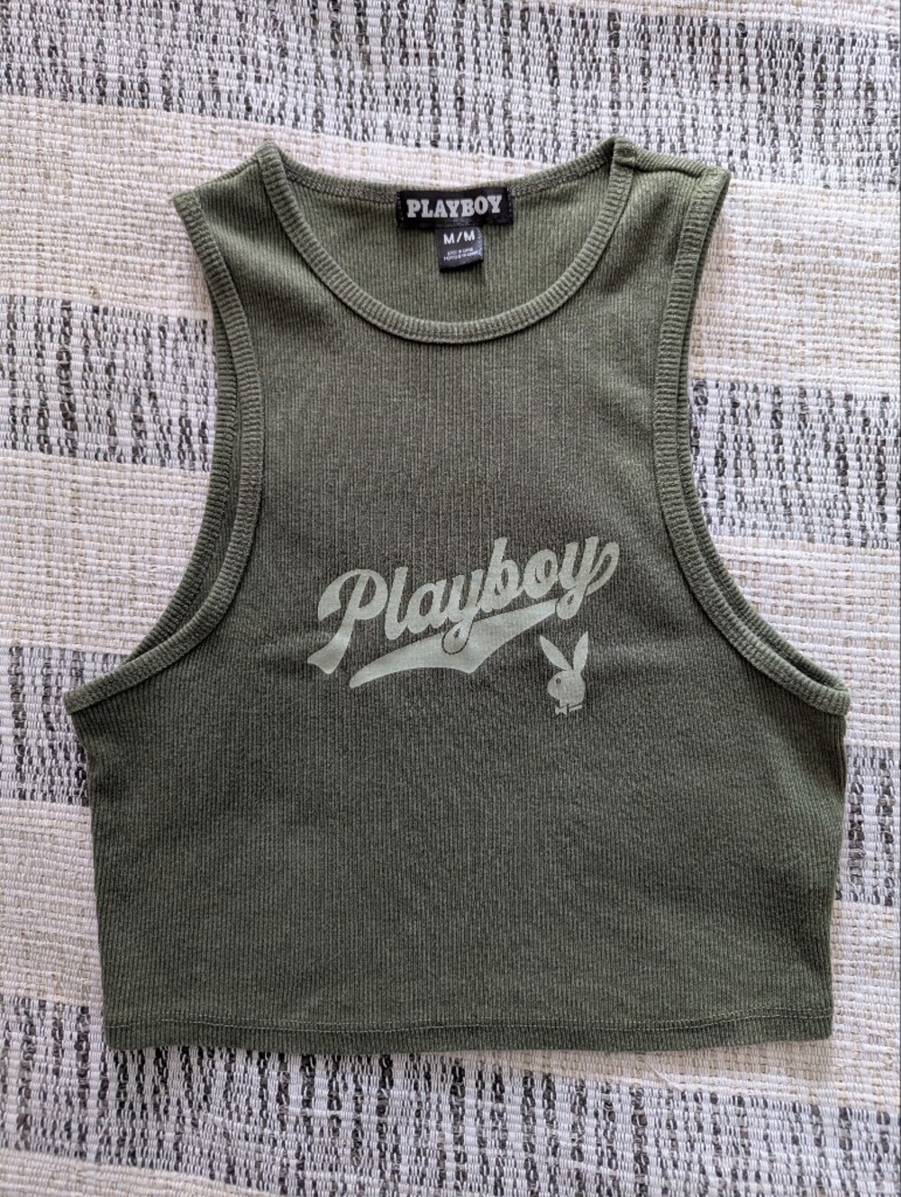 Playboy Olive Green Croped Tank Top